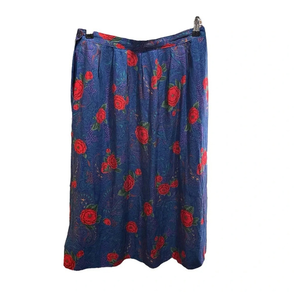 PENDLETON ~ Floral Paisley Print Wool Blend Midi Skirt Vintage Cottage Core - Picture 1 of 8